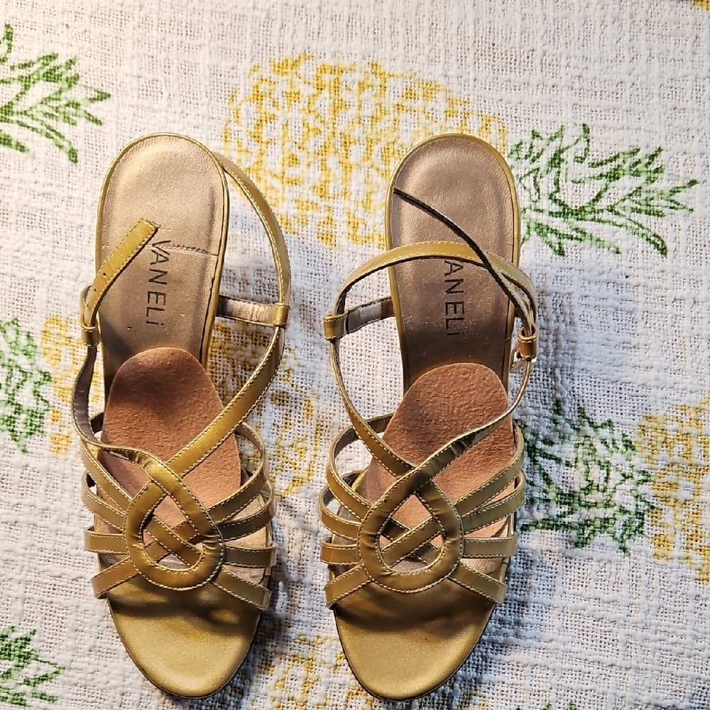 Vaneli Gold Strappy Sandals